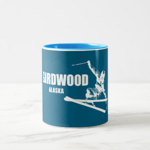 Taza Bicolor Esquiador de Girdwood Alaska