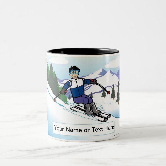 Taza Bicolor Esquiador de nieve personalizado - Personalizado m (Centro)
