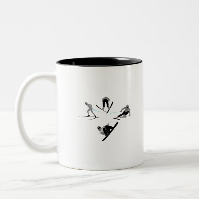 Taza Bicolor Esquiadores y snowboarders: cuatro disciplinas (Izquierda)