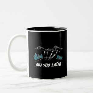 Taza Bicolor Esquiar Más Tarde Monta Deportes De Invierno