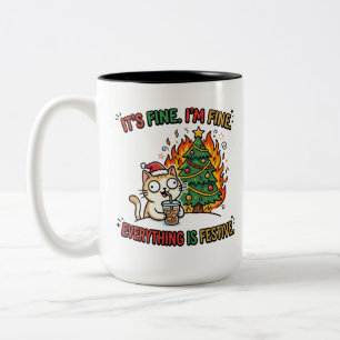 Taza Bicolor Está Bien Estoy Bien Todo Es Festivo Caótico Mem