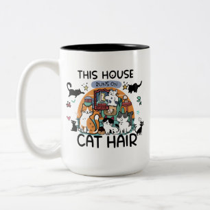 Taza Bicolor Esta Casa Funciona con Humor de Pelo de Gato