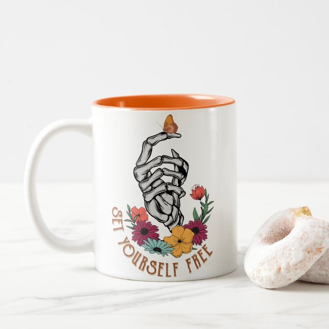 Taza Bicolor Establecer tu propio esqueleto libre (Con donut)