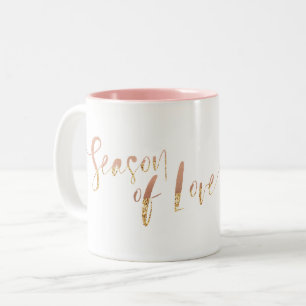 Taza Bicolor Estación del monograma rosado elegante de la