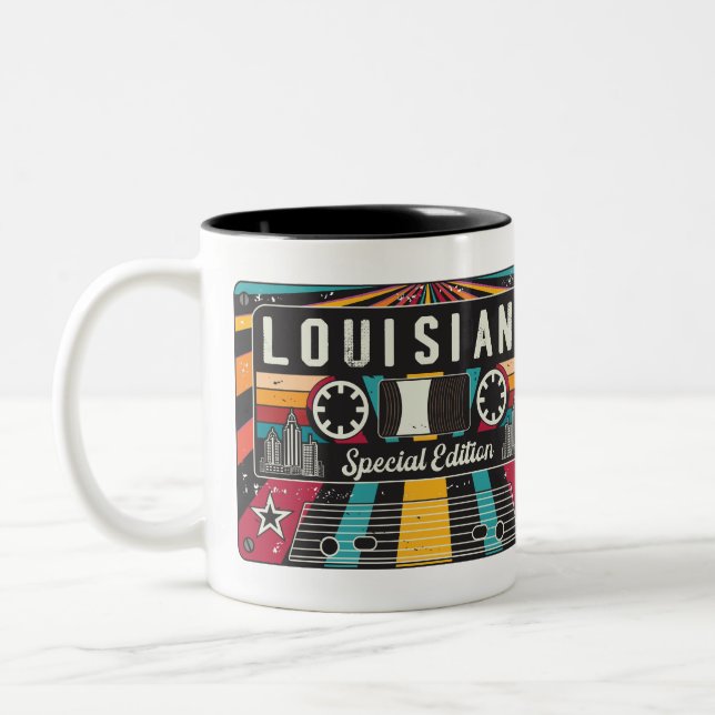 Taza Bicolor Estado retro Louisiana. (Izquierda)