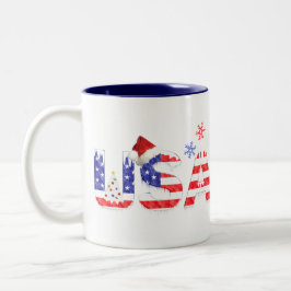 Taza Bicolor Estados Unidos para Navidades