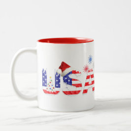 Taza Bicolor Estados Unidos para Navidades