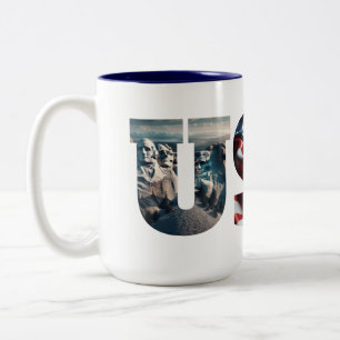 Taza Bicolor Estados Unidos Patriótico Icónico de imágenes esta