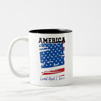 Taza Bicolor Estados Unidos, tierra que amo, angustiada bandera