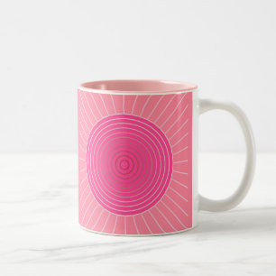 Taza Bicolor Estallido geométrico moderno - Tonos de rosa coral