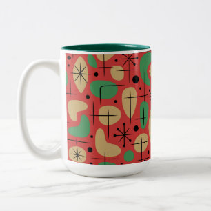Taza Bicolor Estallidos de estrellas navideñas retro modernidad