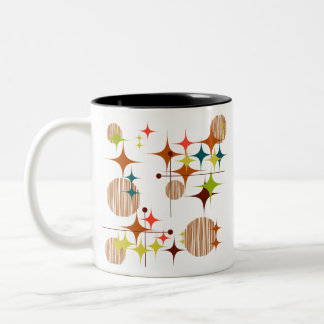 Taza Bicolor Estallidos de estrellas y globos modernistas de me