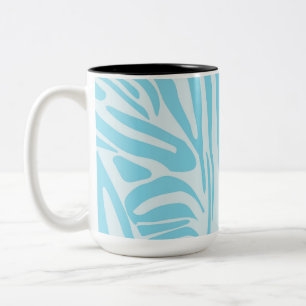 Taza Bicolor Estampado de cebra azul y blanco en negrita