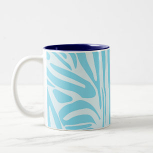 Taza Bicolor Estampado de cebra azul y blanco en negrita