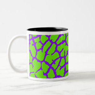 Taza Bicolor Estampado de jirafa violeta verde