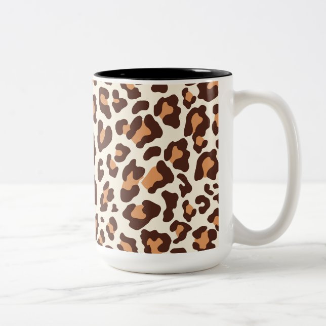 Taza Bicolor Estampado leopardo Brown, moreno, crema (Derecha)