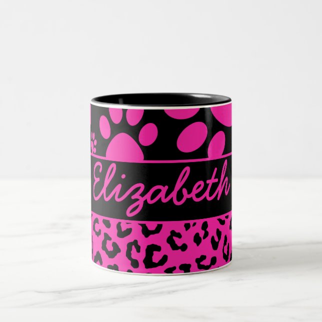 Taza Bicolor Estampado leopardo rosado y negro y patas (Centro)