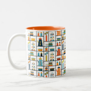 Taza Bicolor Estantes De Cocina Modernas De Estilo Retro De Med