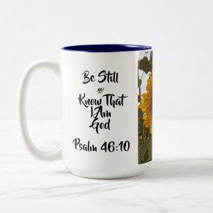Taza Bicolor Estar quieto y saber que soy tazón de café de Dios
