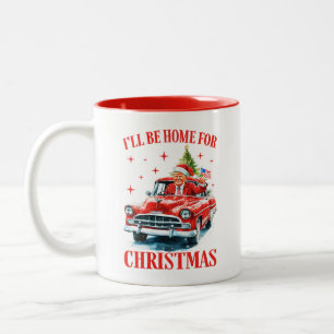 Taza Bicolor Estaré en casa para Navidades Divertido Trump