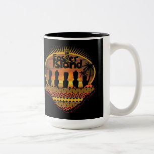 Taza Bicolor Estatuas Moai de la Isla de Pascua