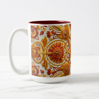 Taza Bicolor Este es un tazón de patrón de bordado.