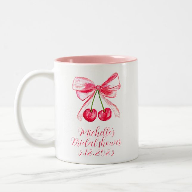 Taza Bicolor Estética Coqueta Rosa Elegante Ducha de Novia (Izquierda)