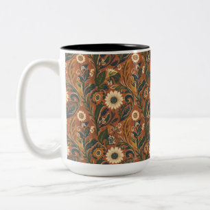 Taza Bicolor Estética floral naranja