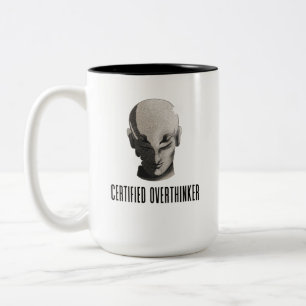 Taza Bicolor Estética Gráfica de Pensador Excesivo Certificado