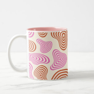 Taza Bicolor Estética Líquida Ondulada Groovy de los 70