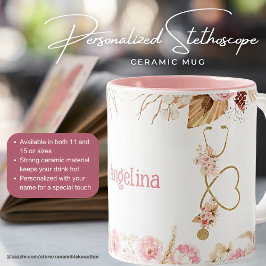 Taza Bicolor Estetioscopio cerámico femenino personalizado