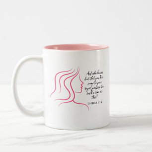 Taza Bicolor Esther 4:14 Versículo de la Biblia Silueta Rosa