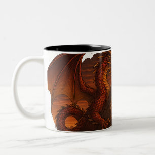 Taza Bicolor Estilo de alfombra de dragón rojo