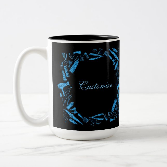 Taza Bicolor Estilo de cabello negro y azul (Izquierda)