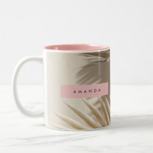 Taza Bicolor Estilo de hojas de palma elegantes personalizadas