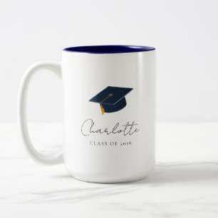 Taza Bicolor Estilo de nombre de graduado y éxito senior modern
