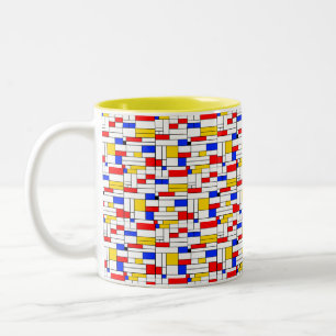 Taza Bicolor Estilo Mondrico de Piet Resumen Café de Arte Mug