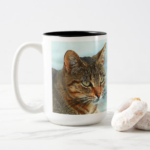 Taza Bicolor Estilo Personalizado artístico Tabby Cat RB