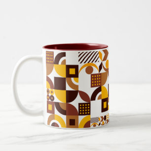 Taza Bicolor estilo retro boho moderno patrón geométrico modern