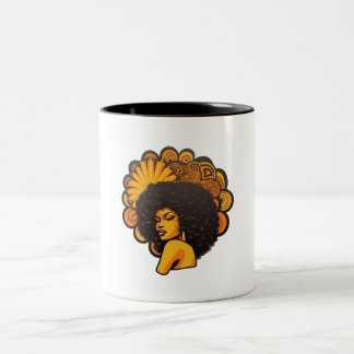 Taza Bicolor Estilo retro de la mujer negra afro