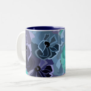 Taza Bicolor Estilo romántico bohemio Verde azulado y malva