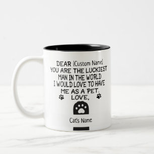 Taza Bicolor Estimado nombre personalizado y nombre del gato