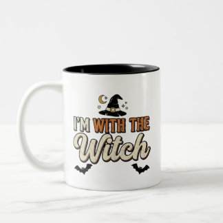 Taza Bicolor Estoy con la Bruja Halloween
