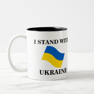 TAZA BICOLOR ESTOY DE PIE CON EL MUG DE CAFÉ DE UCRANIA