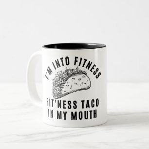 TAZA BICOLOR ESTOY EN LA FITNESS FITNESS TACO EN MI BOCA