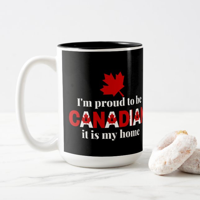 Taza Bicolor Estoy orgulloso de ser canadiense (Con donut)