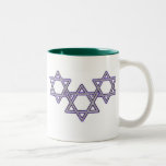 Taza Bicolor Estrella De David Trio<br><div class="desc">Triple Estrella de David diseño. Diseño de interconexión.</div>