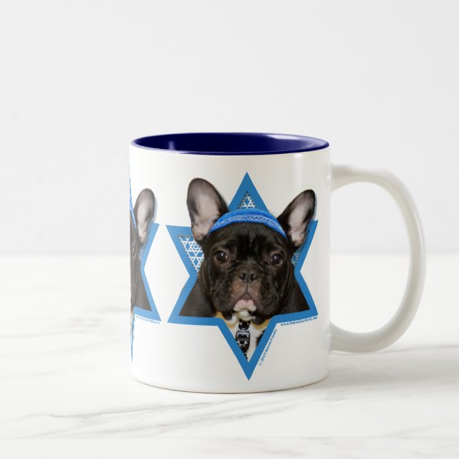Taza Bicolor Estrella de Jánuca de David - bulldog francés - (Derecha)