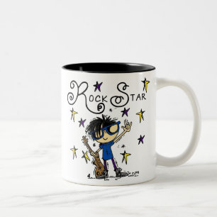 Taza Bicolor Estrella de rock de Black Hair Boy