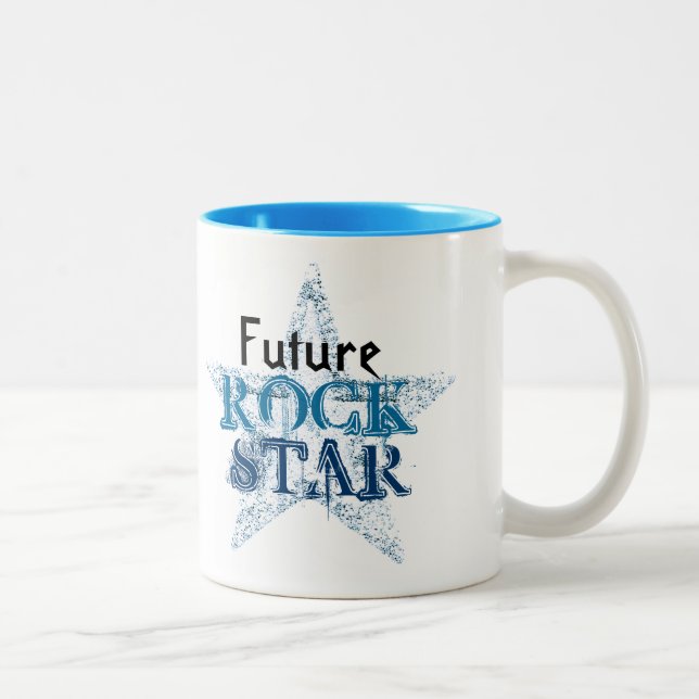Taza Bicolor Estrella del Futuro Rock / Cuidado Mundo! (Derecha)